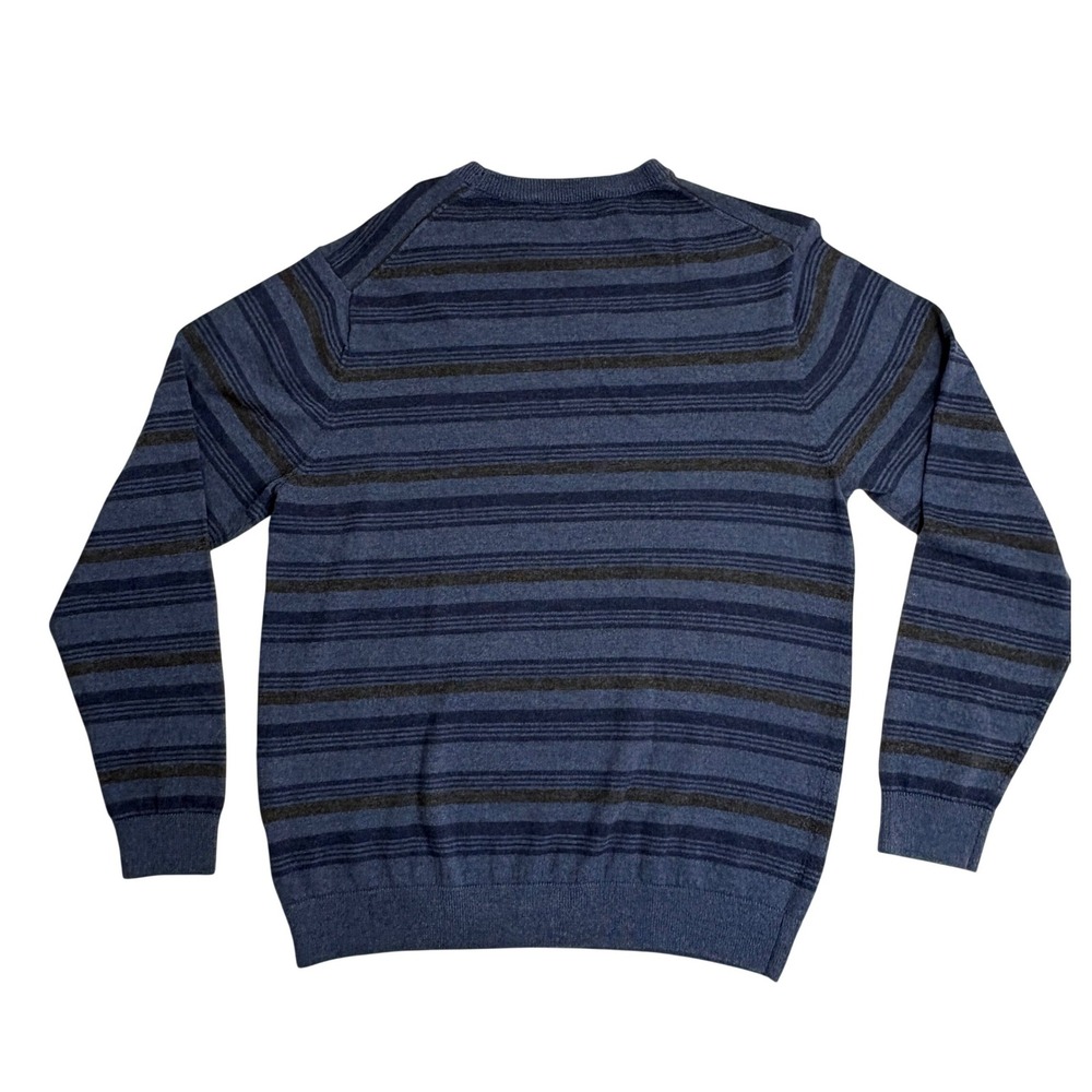 Turnbury Sweater Mens Large Blue Striped Merino Wool Blend Crewneck Pullover - Picture 3 of 7